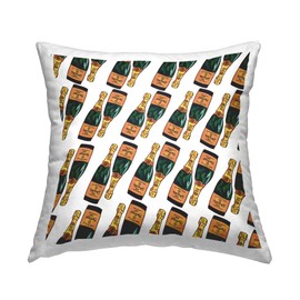 Stupell Industries Upscale Champagne Bottle Glam Pattern Design by Amelia Noyes Throw Pillow, 18 x 18, Orange