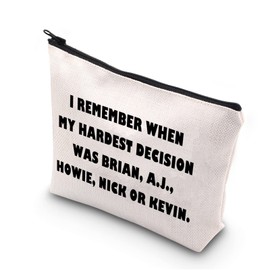 Classic Boy Band Fans Gift My Hardest Decision was Brian A.J. Howie Nick Or Kevin Zipper Pouch Makeup Bag (Nick OR Kevin CA)