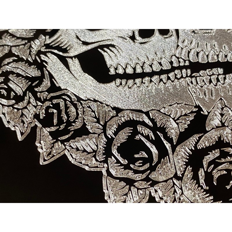 Engraved Skeleton Skull Lovers Car Tag Diamond Etched Vanity Front