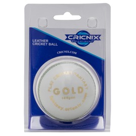 Cricnix Cricket Ball Gold White Leather 142g (1-Pack) for Practice or Training