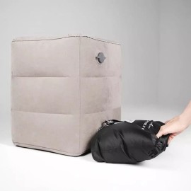 여행용 차량용 에어 H형 쿠션 목베개 그레이 [Q. 후드형 H형 베개] Travel Car Air H-Type Cushion Neck Pillow Gray [Q. Hooded H-Type Pillow]