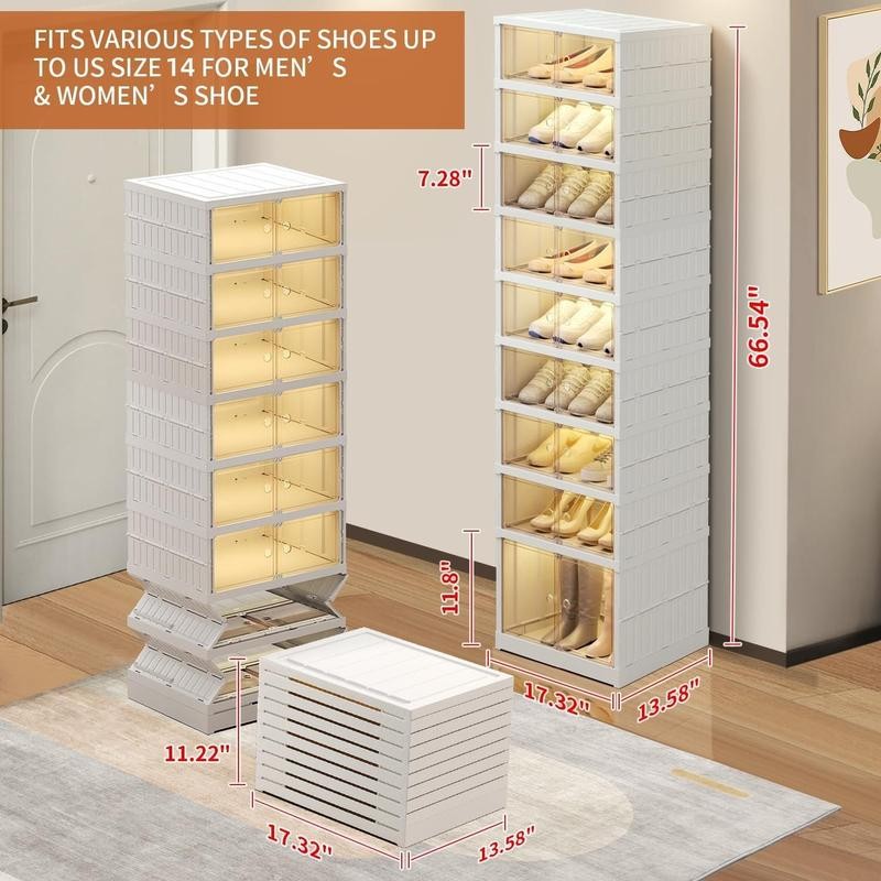 NLDD's 9-Tier Space-Optimizing Shoe Storage: Clear, Collapsible System for 18