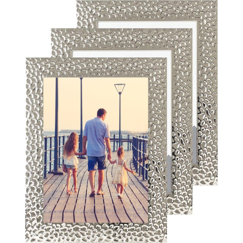 Photo Picture Frames 7 x 5, Silver, Pack of 3,