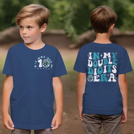 GLIGLITTR in My Double Digits Era Shirt Boys Birthday Tshirt 10 Year Old 10th Birthday Boy Outfit Kids Ten Bday Party Tee Top(Dark Blue,10th)