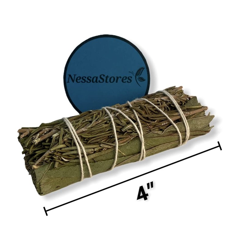 NESSASTORES - Rosemary + Eucalyptus Smudge Incense 4" Bundle #JC-201