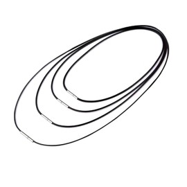 Pack of 4 Leather Necklaces for Men and Women, 2/3 mm Leather Cord with Clasp, Black Braided Faux Leather Pendant Necklaces, with Stainless Steel Clasp, Leather Collar, Men Gifts for Family and