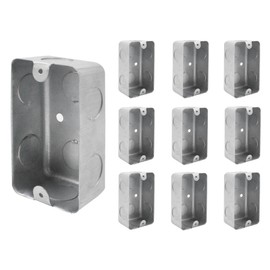 Mml&Go Chalupa galvanizada paquete de 10 piezas metálica tamaño estándar para empotrar, medidas 6x10x3.5cm, knock outs de 1/2” o 13mm, ideal para instalaciones eléctricas de contactos o apagadores.
