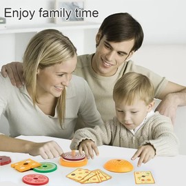 ZDNT Montessori Hamburger Stacking Toy, Wooden Burger Toy, Wooden Hamburger, Children's Stacking Toy, Wooden Stack Burger, Children's Kitchen Accessories, Wooden Burger, Gift for Boys Girls 1 2 3 +