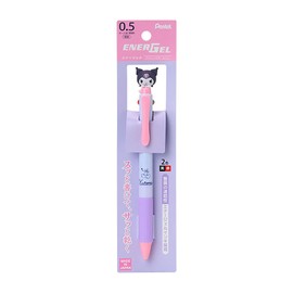 Sanrio EnerGel 2-Color Ballpoint Pen with Mascot, Kuromi, ABS Resin, 0.5mm, Ink Colors: Black, Red, Writing Instrument 114421