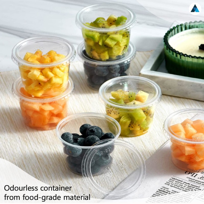 Nationwide Paper 4oz 100pcs Plastic Sauce Pots with Airtight lids