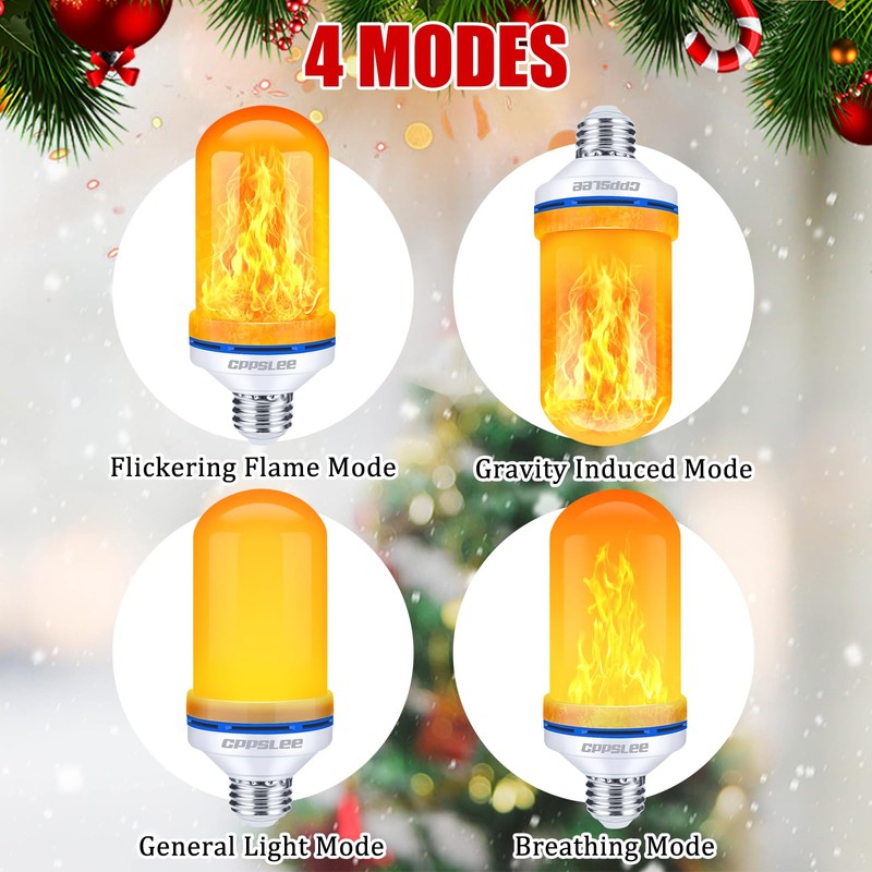 CPPSLEE Upgraded LED Flame Light Bulbs, 4 Modes Flickering Light