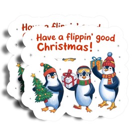 Have A Flippin' Good Christmas! Magnet - 5" On Longest Side - Penguins Christmas Santa December Snow - 2 Pack -Thick Strong Magnet - Bumper Magnet for Fridge, Toolbox, Cars - Made in USA - PLDFMAG2661