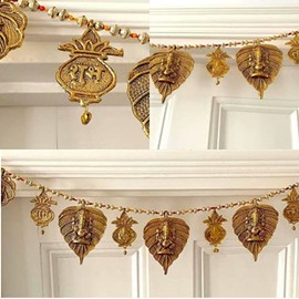 Door wall Hanging Toran Metal Bandanwar Indian Traditional Good Luck Charm decoration & Gift Idea for Home Office Temple Pooja Festival
