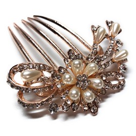 Hair Ornament, Hair Ornament, Pearl, Wedding, Kimono, Comb, Graduation Ceremony, Hair Accessory, Kuromesode, Kimono, Kimono, Bride, Yukata (design C rose golde)