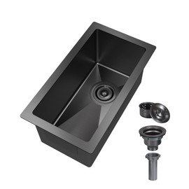 10 inch Bar Sink Undermount, 10x18 inch Small Bar Sink Gunmetal Black Undermount Small Kitchen Sinks 18 Gauge Single Bowl Wet Bar Sinks with Basket Strainer Drain