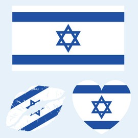 100pc Israel Flag Tattoo Stickers, 25-Sheet Israeli IL National Flags Face Temporary Tattoo Adult, Patriotic Israel Fake Tattoo for Men Women Kid Party Decoration
