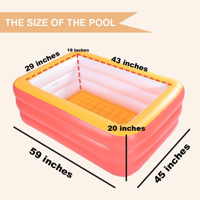 Inflatable Swimming Pool, 59" X 45" X 20" Kiddie Pools