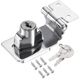 Litensh Keyed Hasp Lock Right Angle 90 Degrees Lock Hasp Twist Knob Keyed Locking Hasp Shed Locks Door Clasp Door Bolt Latch Buckle Small Hasp with Padlock Keys for Cupboard (2.5 Inch)