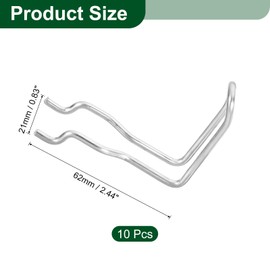 sourcing map 10Pcs Pegboard Hooks, Stainless Steel Peg Board Display Hook Metal Hanging Organizer Accessories for Garage Office Kitchen Stores, Silver