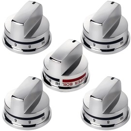 4 Pcs EBZ37189611 Range Burner Knob and 1 Pcs EBZ37189609 Super Boil Burner Control Knob Compatible with L-G LRG30355ST LRG30357ST LRG30855ST Gas Stove Replacement Knobs