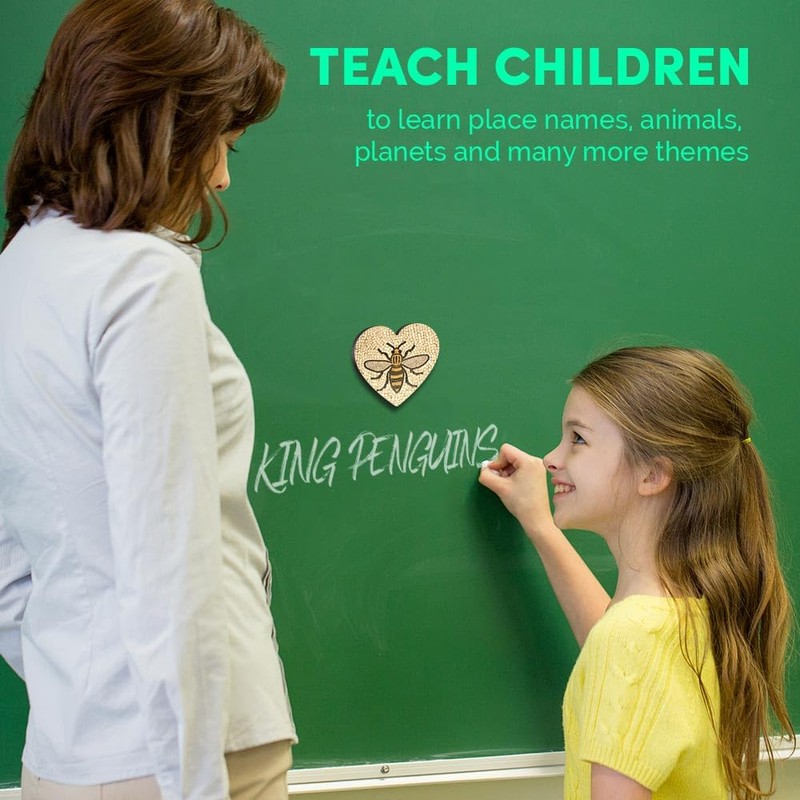 1x Heart MDF Magnet 6cm - Manchester Bee Mosaic Pattern