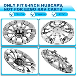 Enekerp Golf Cart SS Wheel Covers Hub Caps, Golf Cart 8 Inch Snap-on Wheels for Club Car, EZGO, Yamaha, Set of 4