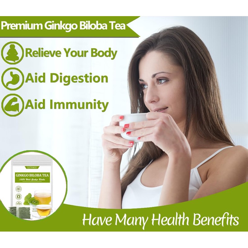 Premium 40 Ginkgo Biloba Tea Bags, Made with 100% Natural
