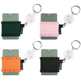 Beautyflier Pack of 4 Elastic Sleeve for Noshinku Pocket Hand Sanitizer 67oz, Colorful Holder Sleeve for Touchland Power Mist Hand Sanitizer Spray, with Keychain, Great for Travel (Style B)