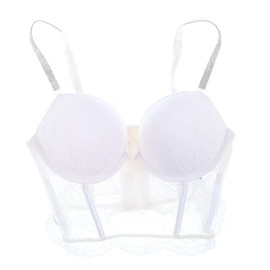 Victoria's Secret Bombshell Lace Longline Bra (White, 34D)