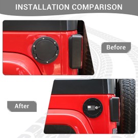 PDKLIN - Tapa de depósito de gasolina con bloqueo de puerta, accesorios compatibles con Jeep Wrangler JK JKU 2007-2017, estilo de la bandera de Estados Unidos, accesorios exteriores