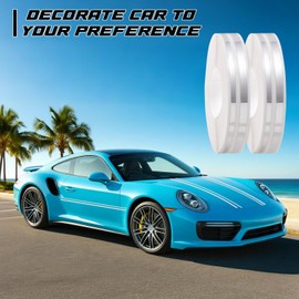 Spurtar Car Pinstripe Tape, Pinstriping Automotive Tape, Vinyl Thin Fine Line Decal, Motorcycle Boat, Racing Stripes DIY Stickers, 2 Rolls x 32Ft, Gray, 2 in 1 (1/5” Stripe+ 1/10" Gap+ 1/10” Streak)