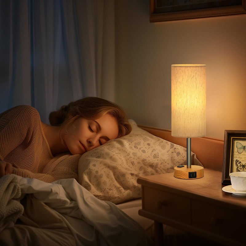 Fenmzee Small Touch Table Lamps Set of 2-3-Way Dimmable, USB