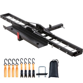 VEVOR Motorcycle Carrier, 600 LBS Steel Motorcycle Carrier Hitch Mount with 47" Longer Ramp, Scooter Dirt Bike Trailer Hauler with Ratchet Straps and Stabilizer, for Car, Truck with 2" Hitch Receiver