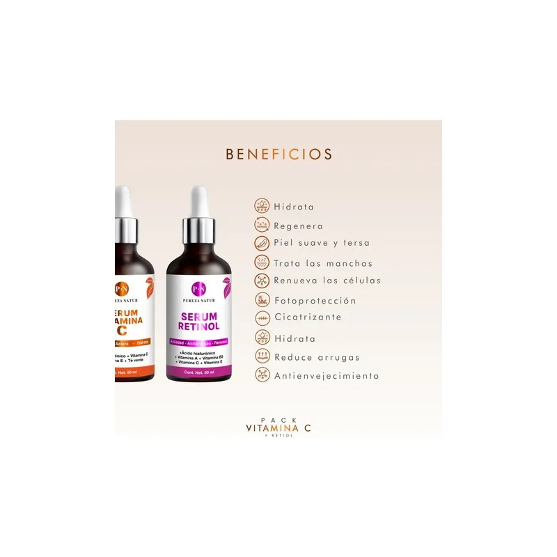 Pack Pureza Natur Serum Vitamina C Serum Retinol 50ml Cu