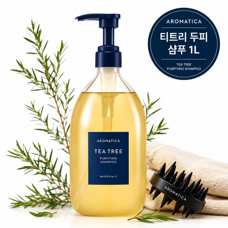 아로마티카 티트리 샴푸 1L 대용량 탈모증상완화 두피케어 온니위드 코인티슈 증정,