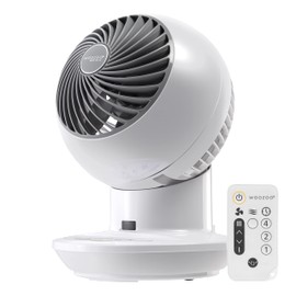 IRIS USA WOOZOO Air Circulator Fan with Remote, Oscillation, 3 Speeds, 52ft Max Air Distance, Adjustable Tilt, Quiet Motor, Small Fan for Bedroom, Office, Dorm, White