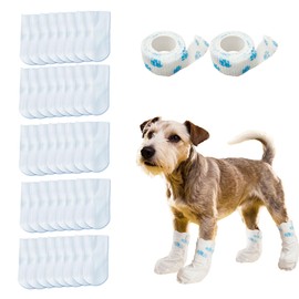Hikiwin 40Pcs Disposable Dog Boots for Paw Protection, Pet Booties Waterproof and Breathable with Adjustable Bandage, Pet Feet Covers, Paw Protectors for Outdoor and Indoor Walking, L