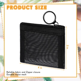 30 Mini Bolsas de Malla con Cremallera Estuche Pequeño Negro de Nailon con Cremallera Bolsa de Malla de Belleza Portátil Monedero de Malla para Viaje Llavero Cosmético (4 x 3 Pulgadas)