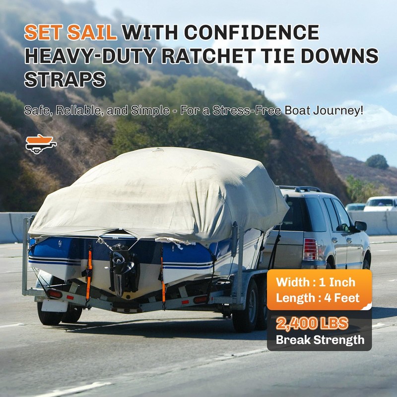 WELLUCK Boat Trailer Transom Tie Down Straps 2400 LBS, 1