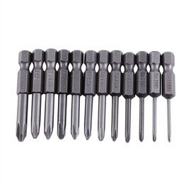 12pcs Destornillador Phillips Bits Set aleación Magnética Varilla Hexagonal Destornillador de Cabeza Cruzada Bits Set 1/4 pulgadas 50 mm de Longitud