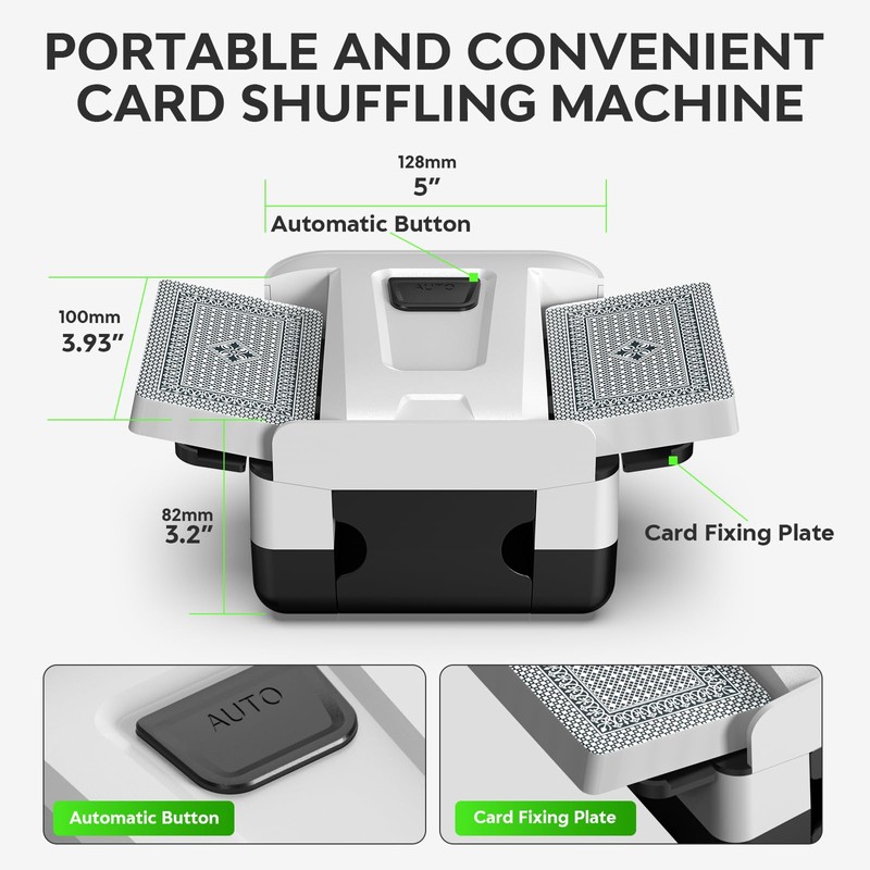 FarmNix Automatic Card Shuffler,Rechargeable Card Shuffler for 1-2 Decks
