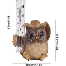 LimCryspp Owl Animal Sculpture Rain Gauge, Water Meter Sculpture, Resin Gauge | Resin Rainfall Measurement, Courtyard Rain Gauge Decoration, Rain Gauge Perfect for Balconies, Backyards, Gardens