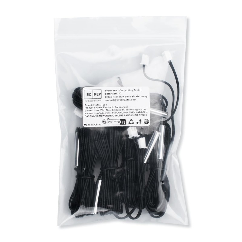 Innfeeltech 5 Pcs Waterproof Digital Thermal Temperature Sensor Probe 2M