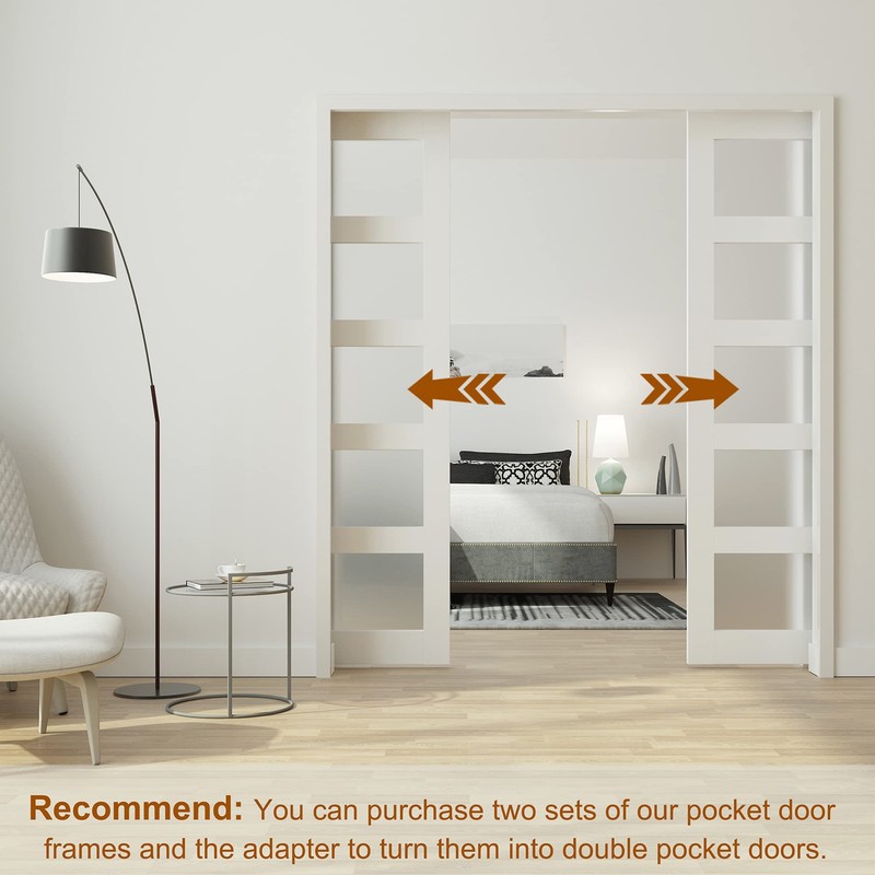 JUBEST 28"x80" Pocket Door Frame Kit with 88LBS Two-Way Soft-Close