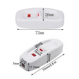BuxiuGK 2 Pcs Inline Light Switch,AC 250V 10A Low Profile Torpedo Switch with LED Light ON/Off Rocker Feed Through Switch for Bedside Lamp Desk Table Light,White