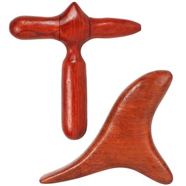 Laroal 2 Pcs Wooden Neck Massager Wooden Knobble Massager Triangle Wing Shape Massager Vietnam Fragrant Wood Deep Tissue Massage Trigger Point Tool