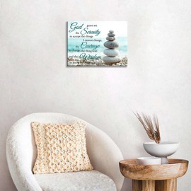 Serenity Prayer Wall Art Scripture Christian Canvas Prints Religious Bathroom Pictures Framed Office Home Decor for Bedroom Dining Living Room 16"x12"