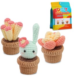 CENTOLLA Crochet Kit for Beginners,Beginner Crochet Kits For Adults And Kids With Step-by Step Video Tutorials,DIY Knitting kit,Rabbit Cactus-Blue (40%+ Yarn)