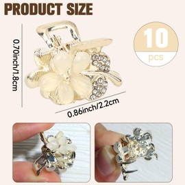 MOTIBACK 10 PCS Small Hair Claw Clips for Women - Mini Flower Hair Clips for Everyday Hairstyles, Workouts & Weddings |Secure-Grip Hair Accessories for Ladies & Girls (Floral Design, Fine/Thick Hair)