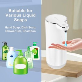 SelWatty Dispensador de Jabón Automatica, 350ml, Dosificador de Jabón con Sensor Inteligente, Inducción Infrarroja, Dispensador de en Espuma, 4 Niveles Ajustables para Baño, Cocina, Hotel (Gel)